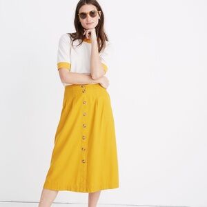 Madewell Patio Button-Front Midi Skirt